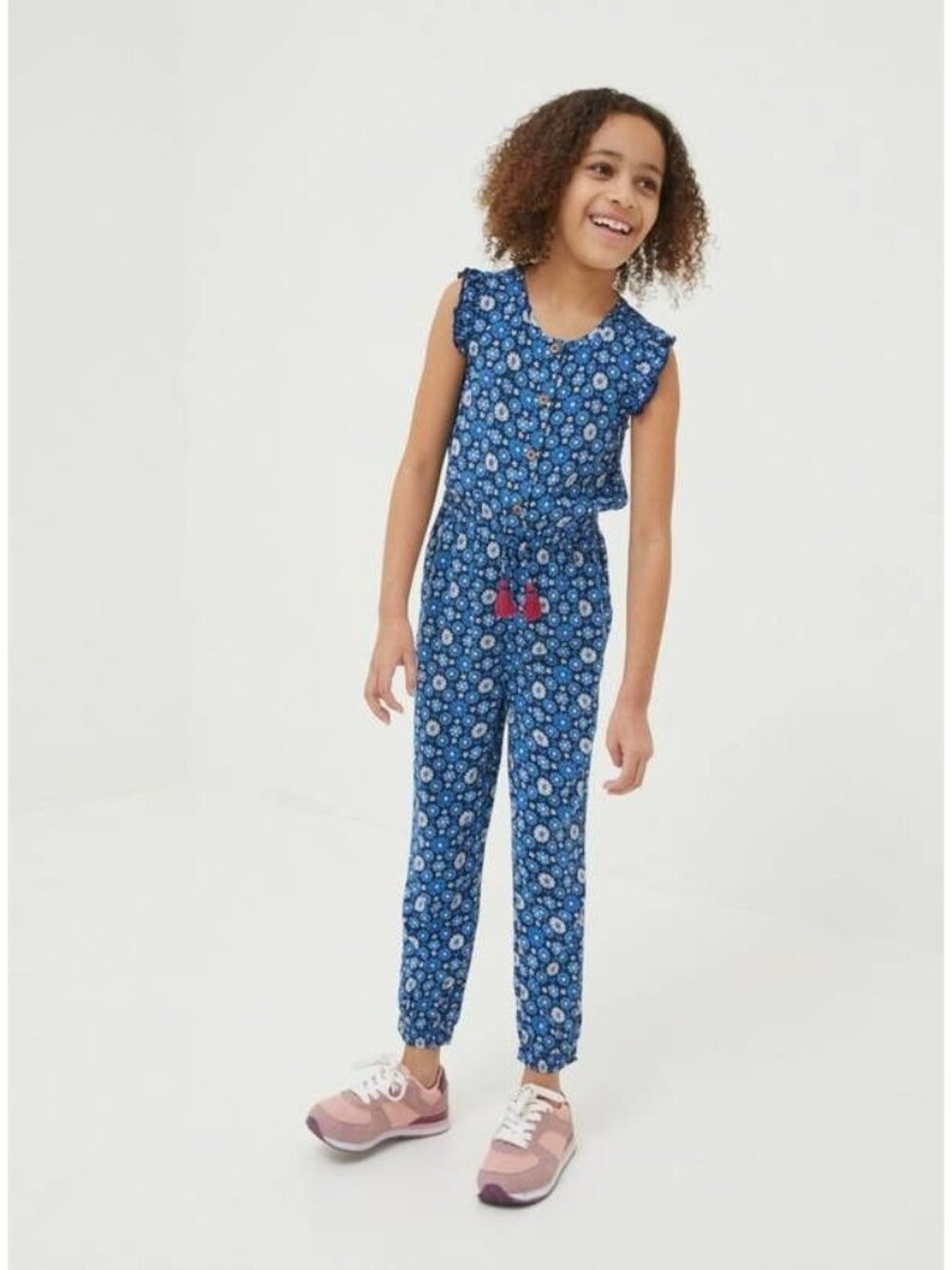 Fat Face Girls Navy Everly Floral Jumpsuit, Size 11/12
